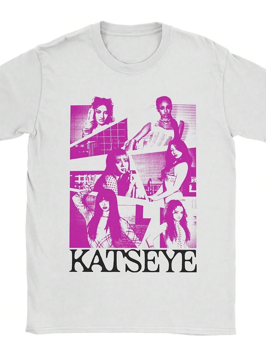 Purple Grunge Girl Katseye Kpop Men's T Shirt Tees Short Sleeve Crewneck T-Shirts Pure Cotton Gift Idea Tops