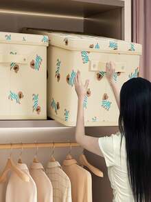 Caja de almacenamiento de tela cubo tejido azul. Con doble asa, adecuado para organizadores familiares, vuelta al colegio, mudanza, caja de almacenamiento plegable