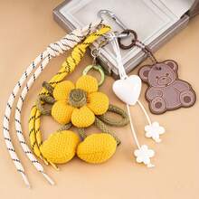 Bộ 2 móc khóa cao cấp, móc khóa nghệ thuật bền chắc với họa tiết cốc cà phê và hoa (thiết kế trang nhã), và họa tiết gấu và táo, phụ kiện thời trang cho túi xách, có thể treo trên túi xách và chìa khóa xe, quà tặng cao cấp độc đáo. - Nhiều màu - Xem 10