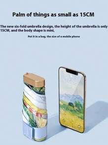 女士印花雨伞 - 轻便、便携、防紫外线、可折叠、适合各种天气、女士便携式遮阳伞、防雨防风