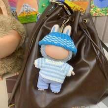 Ropa de muñeca de 6.69 pulgadas, compatible con Labubu, 1 set de decoración - Conjunto de sombrero de cubo, suéter y pantalones de moda, adecuado para muñecas de 6.69 pulgadas, accesorios lindos de BuLabu, para jugar y exhibir (muñecas no incluidas)