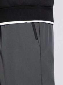 2 Piezas Set, Pantalones de lana de cordero cálidos de invierno para hombres, pantalones rectos casuales con bolsillos con cremallera y cordón, cómodos y fáciles de combinar.