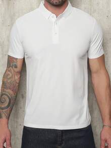 Men's Polo Shirt In Polyamide, Elastic Ice Fabric, Style And Quality - 白色 - 查看 1