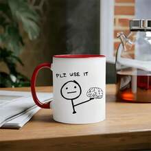 1 Pieza Taza de café de cerámica de 11 onzas con ilustración de "Por favor úsala" del cerebro, taza reutilizable con recubrimiento múltiple, apta para lavavajillas y microondas, taza de café con humor de uso múltiple, regalo portátil para la oficina, taza de té, taza de leche, de vuelta a la escuela - Multicolor - Ver 19
