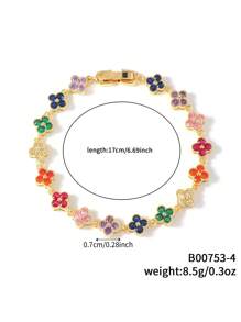 1 件彩色时尚奢华花卉锆石手链 - 橫豎連結式 - 查看 23