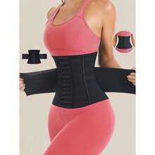 1pc Wrap Waist Trainer, Double Belt For Anti Slip, Body Shaper Corset, Effectively Tightens Belly, Easily Shapes Natural Charming Female Curves - màu đen - Xem 1