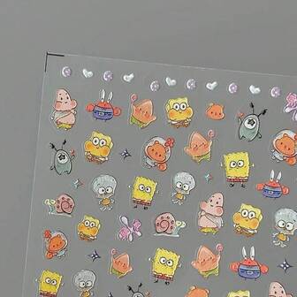 SPONGEBOB 1 件 Q 版海绵宝宝系列可爱卡通海绵宝宝涂鸦贴纸和海绵宝宝卡通可爱防水贴纸，适用于装饰手机壳、日记本、水杯、行李箱等。它们是送给朋友的绝佳礼物，非常适合圣诞节、万圣节、派对和生日。