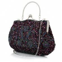 Gtes Women's Handbags, Evening Bags, Beaded Evening Bags Designed For Women, Clutches With Sequin Design, Purses, Wedding Party Clutches For The Wedding Season And Dinner Party Wear - Màu tím - Xem 7