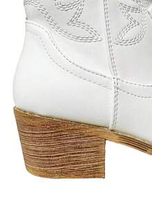 Nova coleção de botas femininas de cano curto estilo western de alta qualidade com bordado e zíper lateral, botas baixas estilo country, botas de cowboy confortáveis com salto baixo e largo para mulheres, botas de cano curto estilo western de alta qualidade com design moderno - Branco - Ver 5