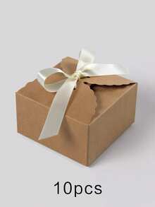 10pcs Multi-Color Bowknot Small Square Boxes, Solid Color Creative Wavy Edge Minimalist Square Folding Gift Boxes, Compact And Exquisite, Suitable For Packaging Small Items Such As Earrings, Wax Melts, Handmade Soaps, Small Snacks, Wedding Favors, Party Gifts, Beauty Samples, Practical And Decorative For Weddings, Christmas Parties, Birthday Parties, And Daily Gifting