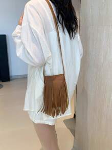 Large Capacity Fringe Handbag, Korean Style New Women's Bag, Simple & Popular Ladies' Shoulder Bag, Simple Crossbody Bag, Back To School Season