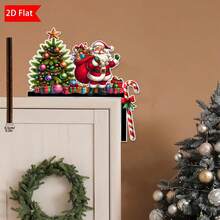 1pc, Vintage Wooden Christmas Door Corner Decoration, Santa Claus With Reindeer And Snowman, Festive Wall Accents For Indoor/Outdoor, Living Room, Bedroom, Office-Idea For Holiday Gifts And Seasonal Decor