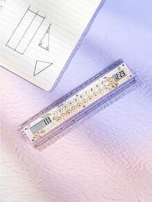 1pc Dopamine Ruler Calculator, Can Measure Size And Tell Time, 8-Digit Display, ABS Material, Cartoon Pattern, Suitable For School, Exam, Home, Back To School, Classroom Gift, Student Ruler Calculator - Single Piece - View 9