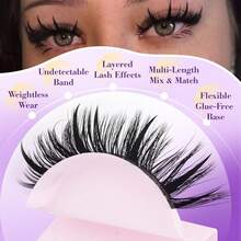 Manga Lash Clusters Natural Look Anime Japanese Eyelash Extensions 488 Pcs 8-18MM Wispy Cluster Lashes For Cosplay, Thick Volume Wet-Look And Natural 2 Styles Of Lash Extension With Thin Band - White - View 5