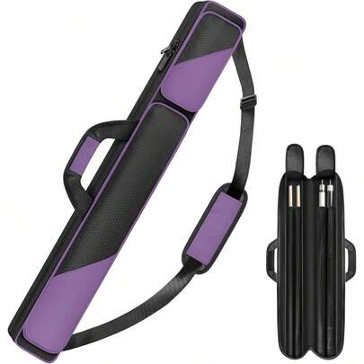 Pool Cue Case, Pool Stick Case 2x2 Holds 2 Sticks With 2 Accessory Zipper Pockets, Sturdy Polyester Pool Cue Carry Bag With Shoulder Strap Handle, Soft Billiard Cue Sling Bag