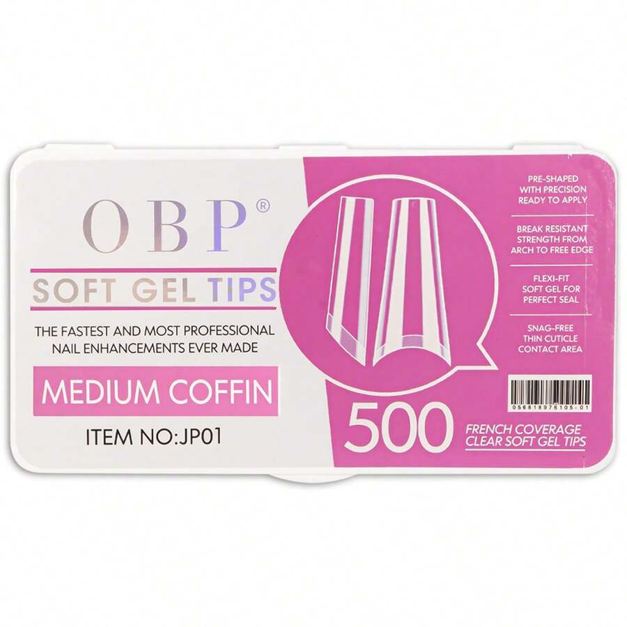 OBP C & G Tips Medium Coffin Half Moon Soft Gel False Nails 500 Pieces - 無色 - 查看 1