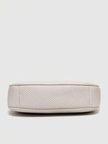 New Fashion Classic Versatile Letter Graphic Decor Solid Color Waterproof PU Fabric Shoulder Bag, Crescent Bag, Underarm Bag, Suitable For Shopping, Can Be Worn Crossbody. Decorated With Cherry Pendant, Crescent Bag For Summer, Suitable For Beach Vacation, Back To School Season, Women Wallet. - White - View 6