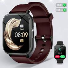 1 件男女通用舒适硅胶表带智能手表，升级版配备无线通话、计步器、卡路里计数器、运动追踪、多种运动模式、远程摄像头、音乐控制、闹钟、通知、180mAh 锂离子电池、1.83 英寸全屏触摸显示屏，兼容 Android 和 IOS，适合作为节日礼物