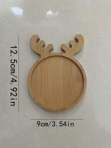 1 件鹿角托盘、圣诞派对餐盘、木制水果盘、小吃和干果托盘、红木鹿托盘 - 彩色 - 查看 2