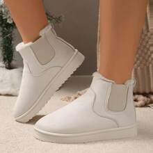 Botas de nieve para mujer, cómodas con punta redonda y forro de felpa - Suela antideslizante, Caqui/Negro/Beige/Camello - Desde casual hasta semioficial para clima frío, botas altas elegantes de alta calidad para mujer, ancho para mantener el calor