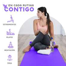 MUUK FITNESS Alfombrilla de Yoga 170 x 70 cm – Grosor 4 mm, Tapete para Yoga, Pilates, Fitness y Ejercicio, Antideslizante, Plegable y Fácil de Transportar, PVC Resistente y a Prueba de Agua, Ideal para Casa, Gimnasio, Parque o Viajes, Diseño Cómodo que Protege Articulaciones, Superficie Estable y Duradera para Relajación, Meditación y Estiramientos, Apta para Principiantes y Expertos. - Morado - Ver 9