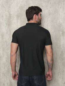 Men's Polo Shirt In Polyamide, Elastic Ice Fabric, Style And Quality - 黑色 - 查看 4