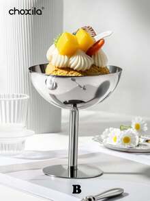 choxila 1个甜点杯、冰淇淋杯、甜点碗、酸奶零食糖果杯、沙拉水果布丁碗、不锈钢托盘、盘子、烛台，适用于派对/节日/庆典/家庭聚会/婚礼/斋月