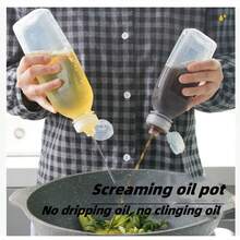 Botellas de almacenamiento creativas para salsa de soja y vinagre de la cocina, multifuncionales, a prueba de fugas, lisas, botellas de plástico con marcas de medición, fáciles y convenientes de usar