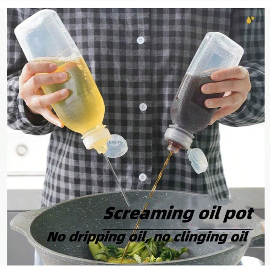 Botellas de almacenamiento creativas para salsa de soja y vinagre de la cocina, multifuncionales, a prueba de fugas, lisas, botellas de plástico con marcas de medición, fáciles y convenientes de usar