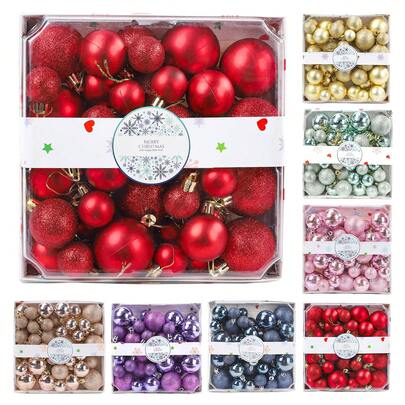 44 قطعة - زينة كرات عيد الميلاد الحمراء الصغيرة، ديكور شجرة عيد الميلاد، ديكورات معلقة غير قابلة للكسر لعيد الميلاد والأعياد والحفلات والزفاف والمنزل والمكتب - ديكور مثالي لشجرة عيد الميلاد لخلق جو عيد الميلاد، هدية عيد الميلاد، ديكور منزلي لعيد الميلاد