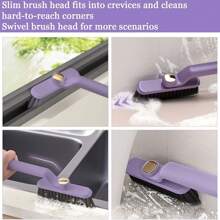 1 件装三合一浴室和厨房瓷砖清洁刷 360 度旋转缝隙清洁刷 - 硬毛、墙壁和地板清洁刷