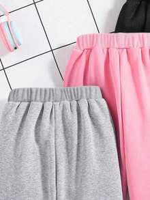 3pcs/Set Tween Girls' Cartoon Print Sports Pants - Multicolor - View 4