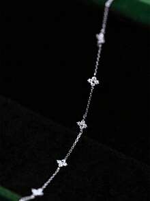 1 Piece Of S925 Sterling Silver Four-Leaf Clover Elegant And Simple Bracelet, Suitable For Women's Daily Wear And Party Occasions.