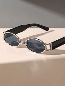 1 件椭圆形塑料和金属个性化优雅活泼的 Ins 风格青少年时尚眼镜，适合热带海滩度假、返校、夏季露营、海滩派对夏季配饰