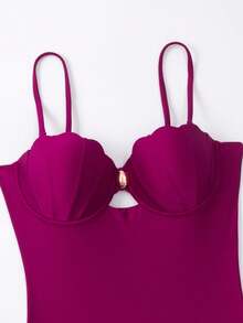 WD VEST Structured Swimsuit With Padded Cups And Central Detail – Sophistication And Style To Shine By The Sea XX343 - 玫瑰紅 - 查看 2