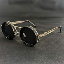 Men's Retro Spandex Style Rotating Sunglasses - Adjustable Brightness Steampunk Style Alloy Frame, Black And Gray Gradient Lenses, Travel And Fashion Accessories, Fashion Sunglasses, Party Sunglasses, Suitable For Bohemian Style Sunglasses - màu đen - Xem 1