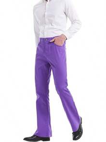 Wbestwind Men's Relaxed Stretch Vintage 60s 70s Bell Bottom Fit Comfort Flared Retro Leg Denim Jeans Halloween Christmas New Year - 紫色 - 查看 3