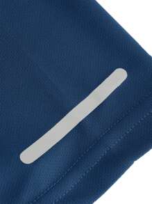 تي شيرت رياضي بأكمام قصيرة خفيف الوزن، قابل للتنفس، مرطب، مطبوع بخطوط عاكسة، بياقة دائرية أساسية بلون سادة للركض والتمارين الرياضية في الهواء الطلق