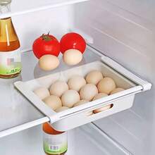 1pc Adjustable Plastic Refrigerator Storage Box With 12-Slot Egg Tray - Pull-Out Fridge Drawer For Storing Fruits, Vegetables And Food - Multicolor - View 3