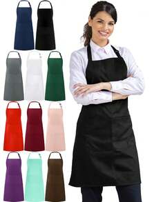 一件防水防油可调节厨房围裙，适合烹饪、烘焙、园艺，带口袋，是送给家庭厨师、烘焙师、花艺师、画家、咖啡师以及圣诞节、万圣节、感恩节等节日的绝佳礼物。 - 彩色 - 查看 13