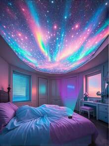 Aurora LED Projector Light With Remote Control - USB-Powered Galaxy & Nebula Ceiling/Desk Lamp, Adjustable Brightness, Aurora Borealis Effect In Pink, Blue, Purple, Green, For Bedroom, Living Room, Home Theater, Office Decor - Modern Astronomy Lighting, Moon And Stars Decor, Ambient Room Lighting, Fantasy Atmosphere, Highquality Lighting, Plastic Construction, Bedroom Lighting