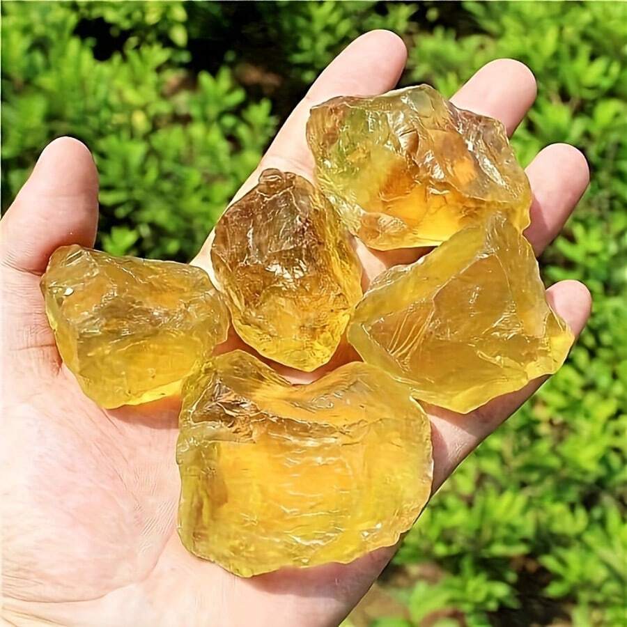 Natural Raw Citrine Chunks | 100% Authentic Faux Gemstone Specimens For Jewelry Making, Mineral Collecting & Geode Decor | Bulk Tumbled Stone Pieces, DIY Craft Supplies & STEM Education Kit - Yellow - View 1
