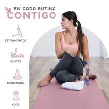 MUUK FITNESS Alfombrilla de Yoga 170 x 70 cm – Grosor 4 mm, Tapete para Yoga, Pilates, Fitness y Ejercicio, Antideslizante, Plegable y Fácil de Transportar, PVC Resistente y a Prueba de Agua, Ideal para Casa, Gimnasio, Parque o Viajes, Diseño Cómodo que Protege Articulaciones, Superficie Estable y Duradera para Relajación, Meditación y Estiramientos, Apta para Principiantes y Expertos. - Rosa Pastel - Ver 10