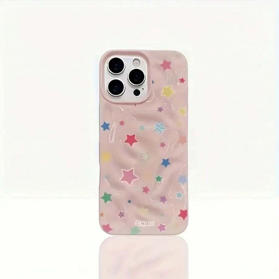 Funda colorida con diseño brillante de meteorito arrugado, resistente a golpes. Compatible con phone 16 Pro, 15, 14 Plus, 13, 12 y 11. Ideal para Año Nuevo, Pascua, Halloween, amigos y familia. - Rosa - Ver 1