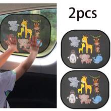 2pcs Cartoon Car Window Sunshade, PVC Electrostatic Film Side Window Sunshade With Suction Cup, UV Protection Heat Insulation Sunscreen - Multicolor - View 3