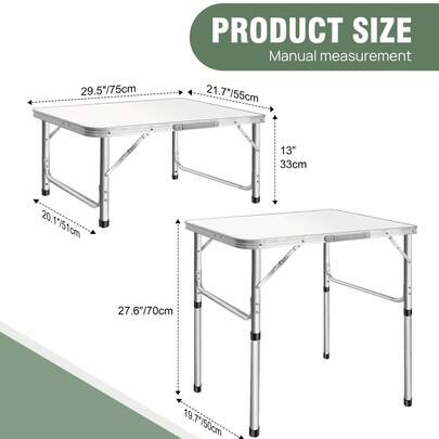 Rigogo Adjustable Height Folding Table - Lightweight Portable Trestle Table (75x55x25.5-60cm) For Indoor/Outdoor Use | Ideal For Camping, Picnics, Catering, Markets & Events | Garden, Wedding & Car Boot Stall Essential