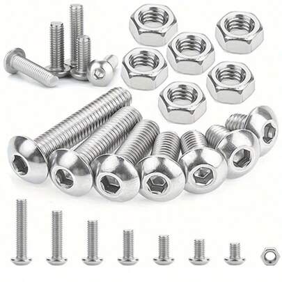 180 piezas Kit de tuercas y pernos de cabeza redonda hexagonal de acero inoxidable, Kit de clasificación de tornillos hexagonales, Kit de herramientas DIY de tornillos de cabeza redonda hexagonal y tuercas
