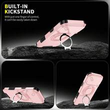 360°旋转防摔手机壳支架适用于 Apple 11/12/13/14/15/16 Pro Max、S22/23/24+ UA04/A05/A14/A15/A24/A25/A34/A54S 系列、Moto、Pixel、Redmi - 粉色 - 查看 4