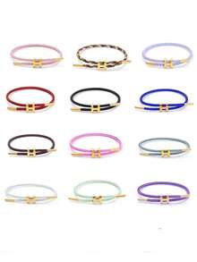 1 Stück H-förmige Schnallen Hartschnur Armband, einfach & modisch verstellbar für Frauen Alltags-Tragen als Geschenk, verstellbares Edelstahl Drahtseil Armband, 3D hartgoldplattierte Edelstahl Armbänder, Armbänder für Frauen, Ketten für Männer, 67 Hamilton Metall Armreifen für Frauen - 1 Stück geflochtenes Armband - Übersicht 6