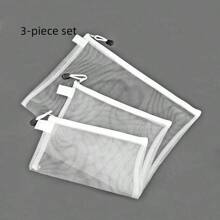 5/3/2/1Transparent Mesh Zipper File Bag A4/A5/A6 Nylon Information Document Bag Puzzle Toys Sorting Bag Pencil Pouch Folder Storage Bag Office Stationery Supplies
